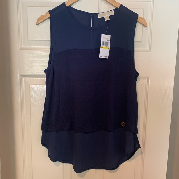 Michael Kors Tops - MICHAEL KORS sleeveless navy top w/ mesh layer